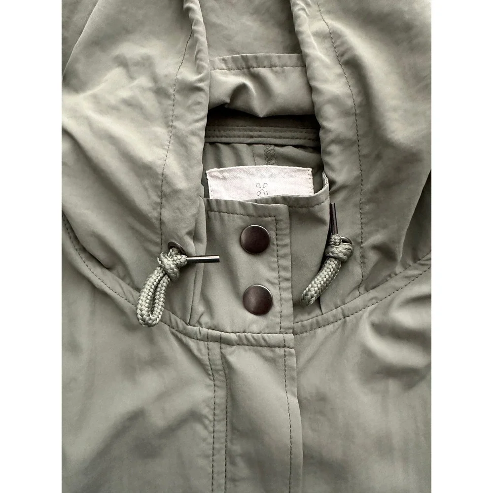 Caslon Hooded Anorak Jacket Women Size M Green Roll Tab Sleeve Utility Gorpcore‎